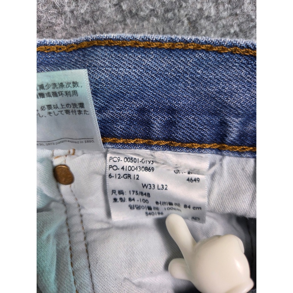 Levi's 501 Original Fit Jeans Mens 33x32 Blue Medium Wash Straight Leg Denim - Picture 9 of 11